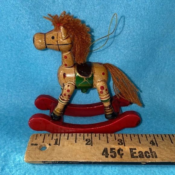VINTAGE ROCKING HORSE Ornament crafted of wood - Picture 7 of 8